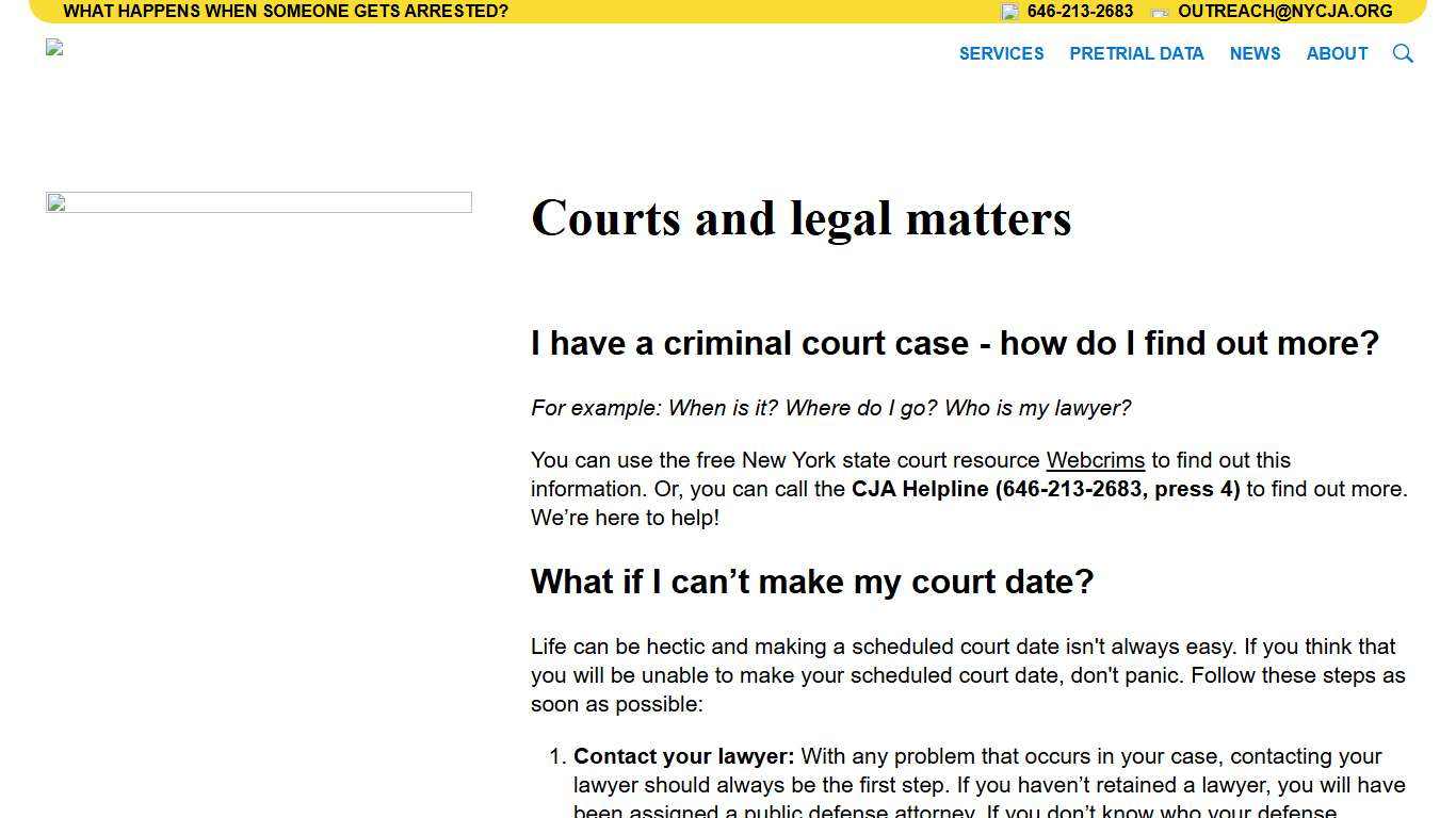 CJA Courts and legal matters